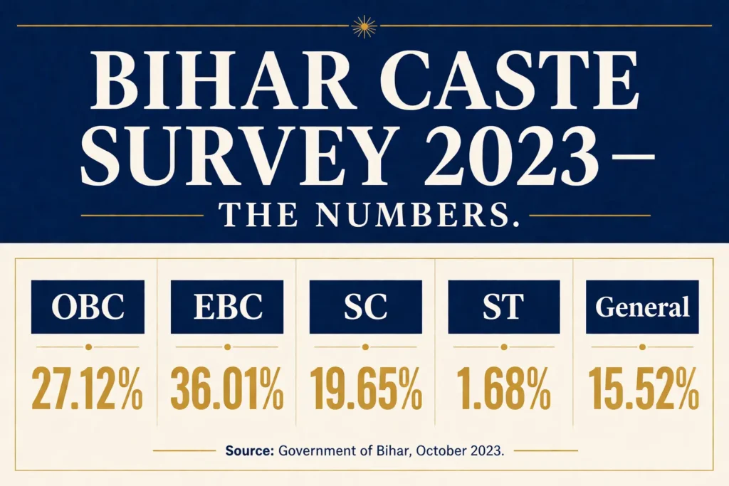 Bihar 2023 caste census divide society myth tested with population percentages by category.