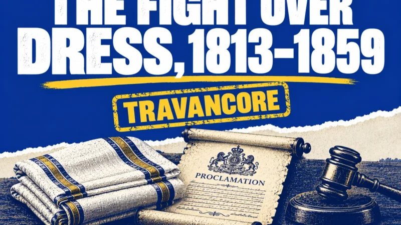 Poster-style graphic on the Channar revolt in Travancore: the 1813 to 1859 fight over dress | चन्नार विद्रोह पर पोस्टर ग्राफिक: त्रावणकोर में 1813 से 1859 तक पहनावे की लड़ाई